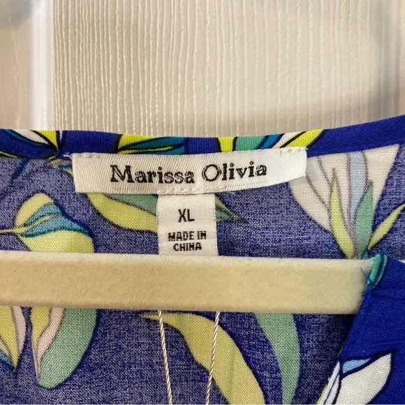 NWT Marissa Olivia Blue Floral Dress with Green and White Accents Women Size XL - Picture 6 of 8